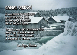 Postkort med trykk av diktet "gamal visdom"